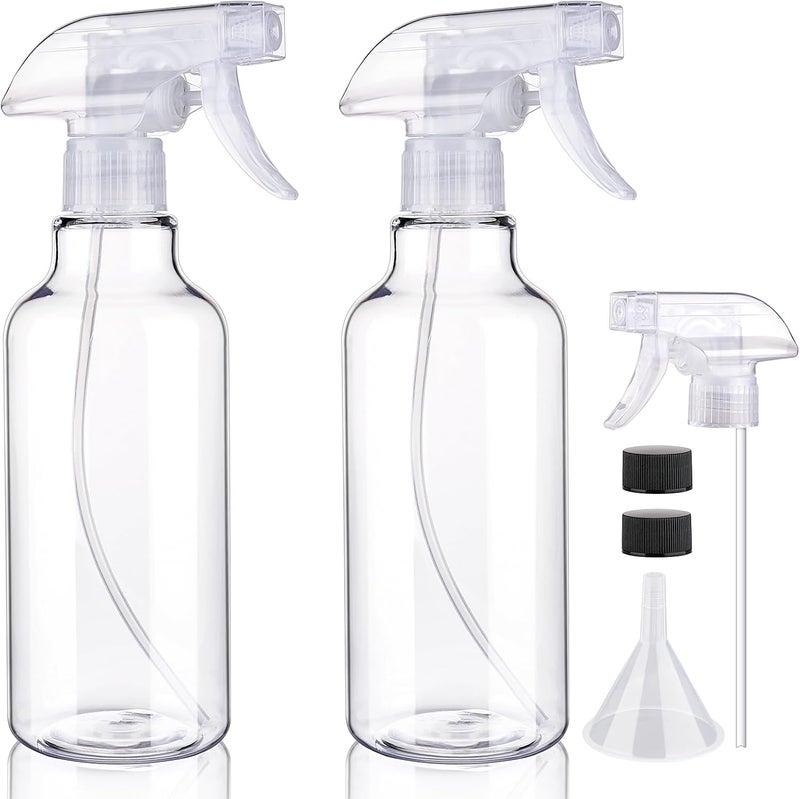 Hethyo Plastic Spray Bottles Empty Spray Bottle 16.9oz/500ml 2 Pack Heavy Duty Spraying Bottles Mist/Stream Water Bottle for Cleaning Solutions, Essential Oils, Hair (Clear) - Image 1