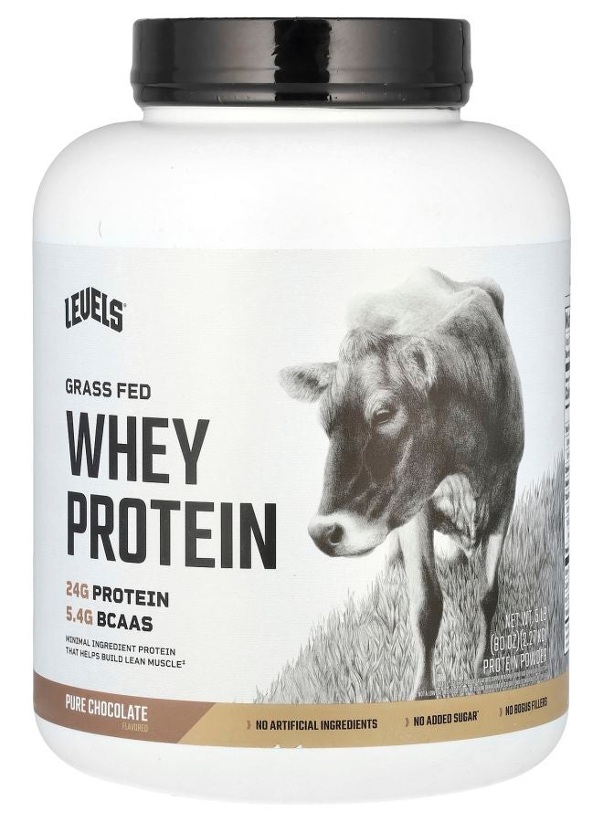 Level مسحوق بروتين مصل اللبن من حليب العشب بنكهة الشوكولاتة النقية 5 رطل (2.27 كجم)