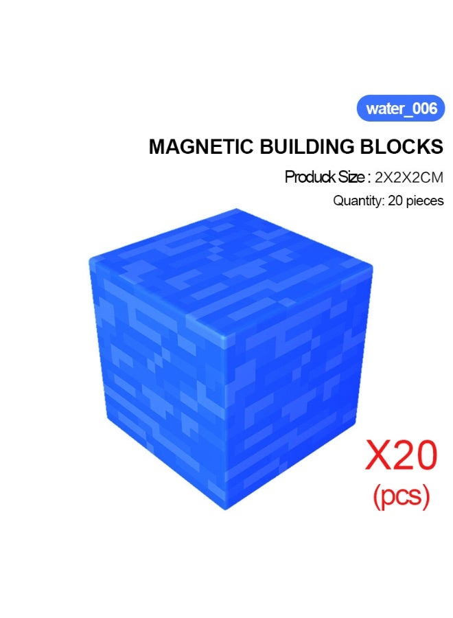ماين كرافت 20 قطعة من مكعبات البناء المغناطيسية بتصميم شخصيات ماينكرافت، كتل لعب قابلة للتكديس - Image 1
