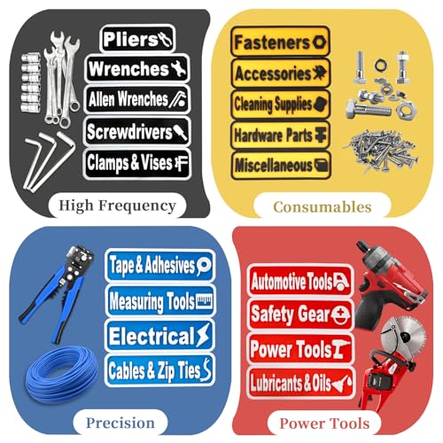 NIEFARG 24 PCS Magnetic Tool Box Labels, 3D Toolbox Magnetic Labels, Magnetic Labels for Tool Box Drawers, Reusable Tags for 4-Color Differentiation Lables - Image 2