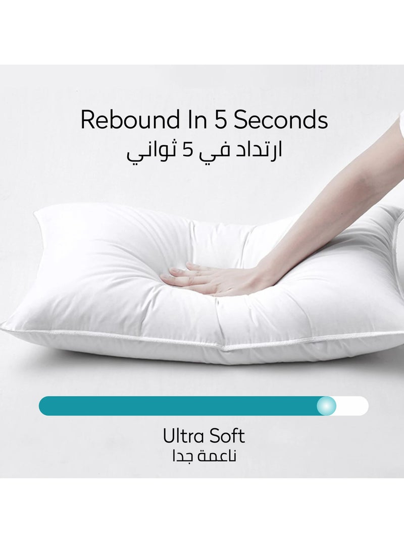 دوناتيلا وسادة سرير 2 قطعة (1000 جرام لكل منها) وسائد فندق مقاس كينج 50 * 75 سنتيمتر وسادة سرير مضادة للحساسية ناعمة من الألياف الدقيقة ، أبيض  - Image 5