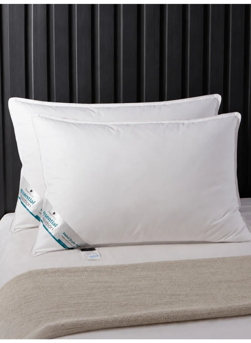 Donetella Bed Pillow, 2 Pieces, 1000 Gram Each, Size 50x75 cm, Luxury Down Alternative Filling, Soft Brushed Microfiber, Anti-Allergy, White, Pack of 2