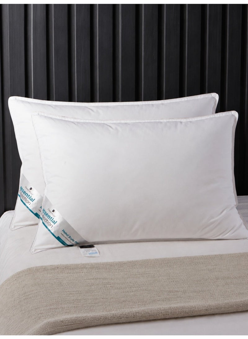 Donetella Bed Pillow, 2 Pieces, 1000 Gram Each, Size 50x75 cm, Luxury Down Alternative Filling, Soft Brushed Microfiber, Anti-Allergy, White, Pack of 2 - Image 2