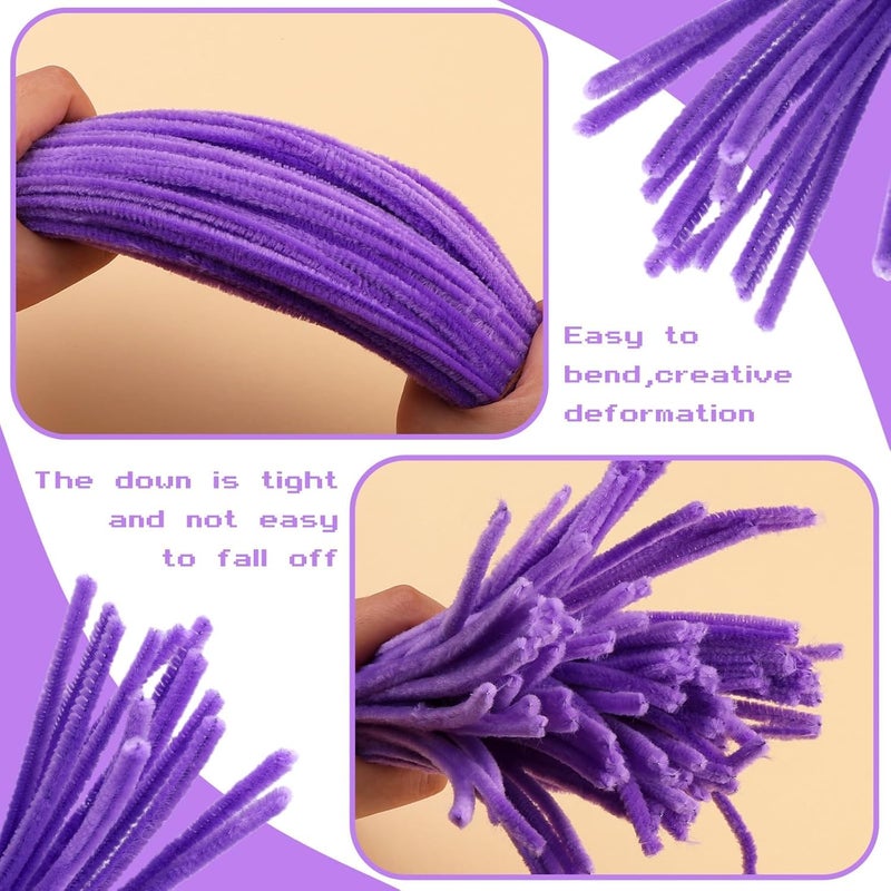 Prescent Present 100pc Light Purple Pipe Cleaner Furry Sticks Creative Art Craft Supplies DIY Projects Decoration and much more (Light Purple, 100pc) - Image 2