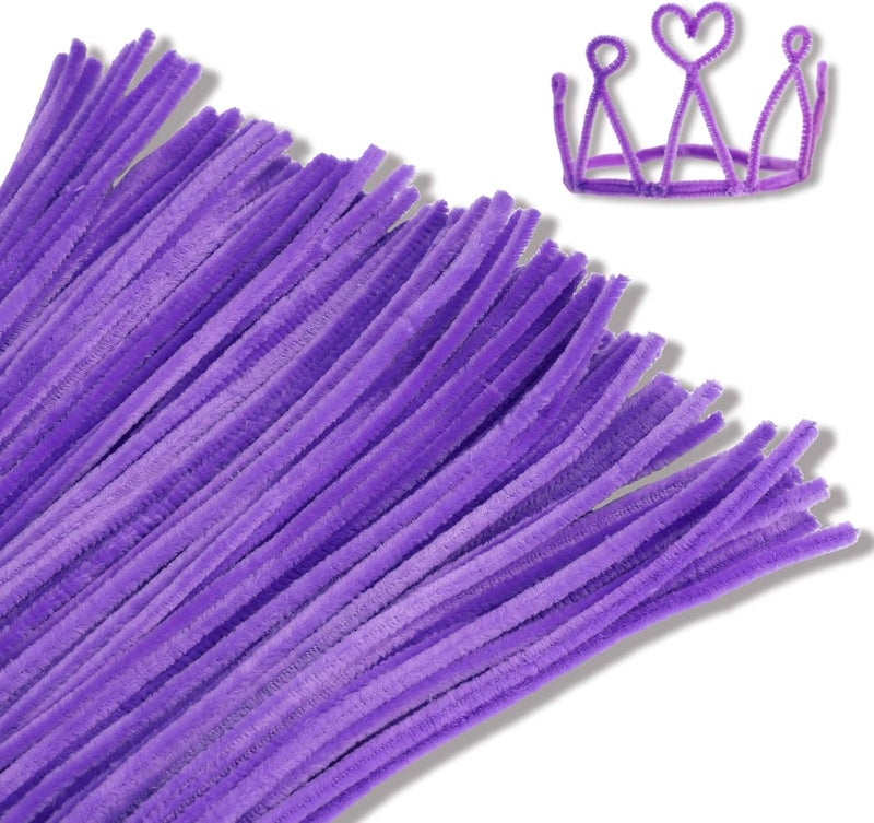 Prescent Present 100pc Light Purple Pipe Cleaner Furry Sticks Creative Art Craft Supplies DIY Projects Decoration and much more (Light Purple, 100pc) - Image 1