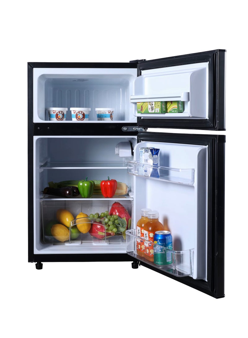 Starway 85 Lt 3 CuFt Double Door Stylish Black Mini Refrigerator, Energy Saving, Freezer Storage, Led Light - Image 2