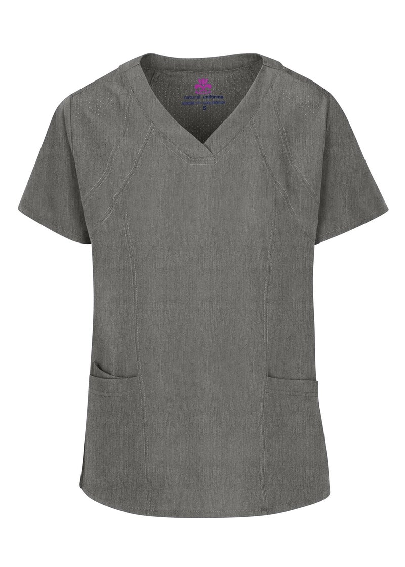 Natural Uniforms طقم سكراب للنساء من يونيفورمز الطبيعية بخصر مرن مع أحجام عادية وصغيرة (رمادي فاتح، متوسط) - Image 2