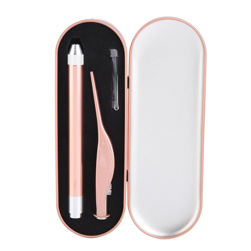 Safe Ear Pick Rose Gold Stainless Steel Kit with Luminous Light - Anti-Slip Handle Tweezers for Kids Ear Wax Removal - Image 1