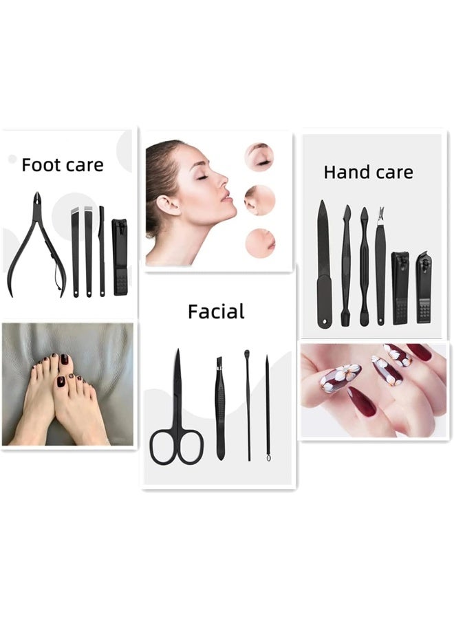 SHOWAY Stainless Steel Manicure Set, 16 in 1 Professional Nail Clipperus Scissors Grooming Kit Care Tools with PU leather case, Personal tool brown, x 12 3 cm - Image 4