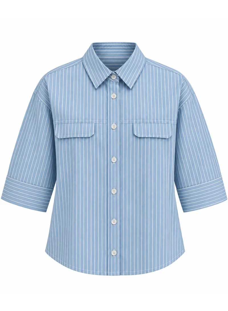 فكتور اند جين Ladies Boxy Oversized Fit Fine Stripe Shirt
