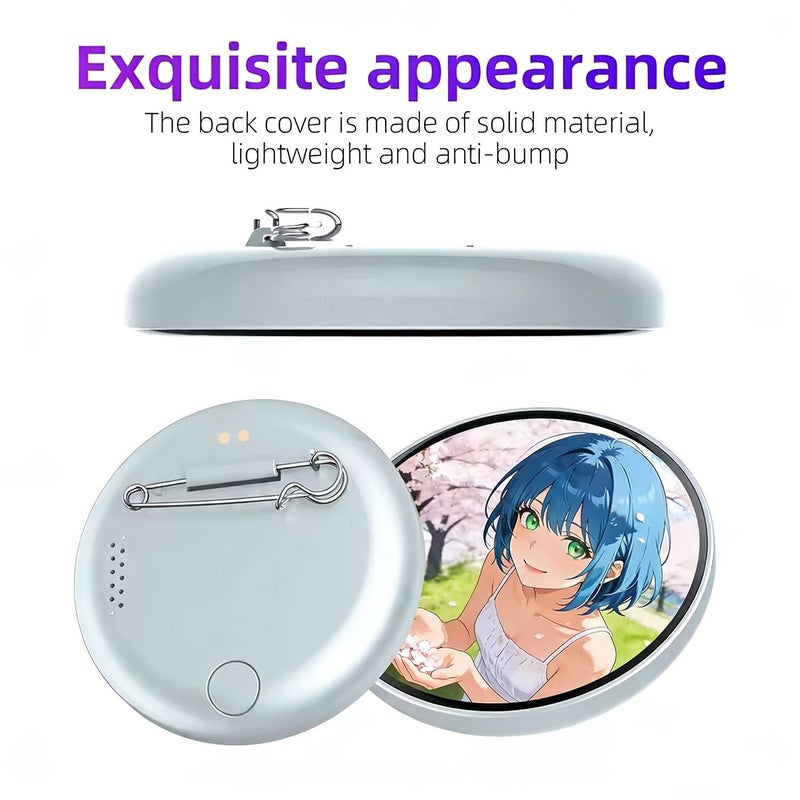 Green Electronic Badge With 1 85 inch HD Display Dynamic Digital Wireless Upload Of Photos GIFs And 9 Second Videos For Anime Fans Cosplay Enthusiasts And Events - Image 5