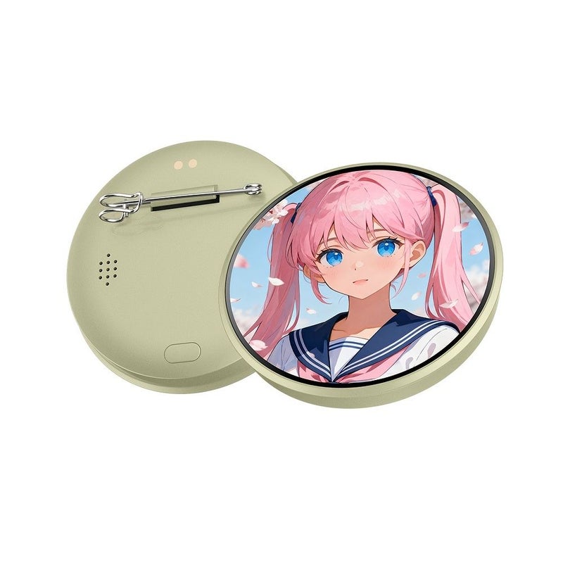 Green Electronic Badge With 1 85 inch HD Display Dynamic Digital Wireless Upload Of Photos GIFs And 9 Second Videos For Anime Fans Cosplay Enthusiasts And Events - Image 1