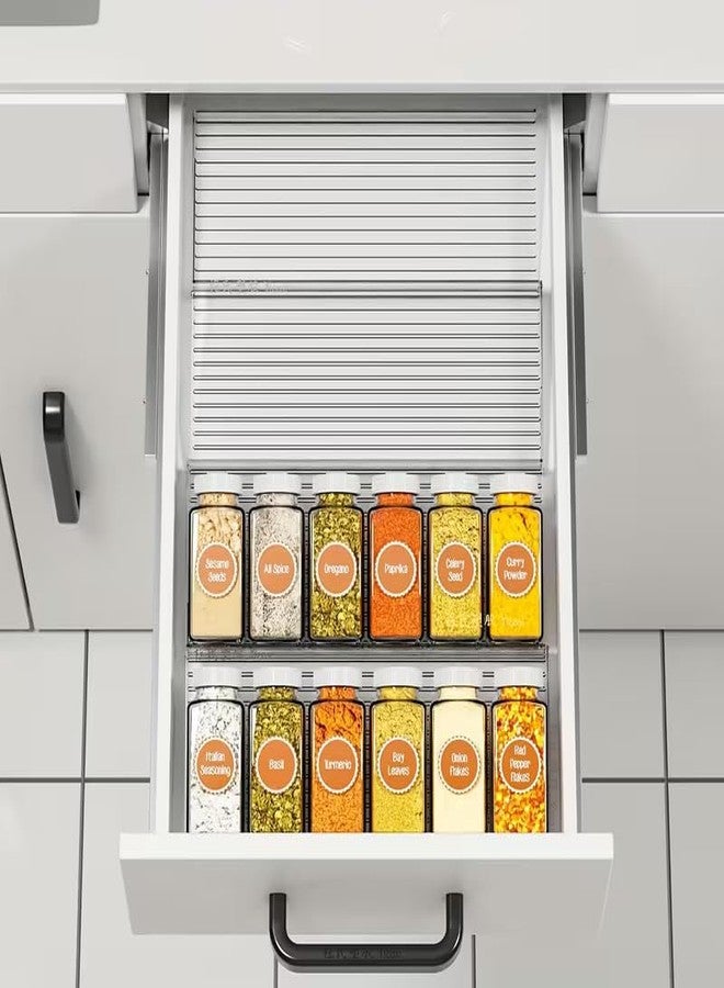 MUGATH Transparent 4-Tier Expandable Spice Rack for Kitchen Drawers, Adjustable Acrylic Spice Organizer for Countertop & Cabinet, Space-Saving Holder (Jars Not Included) - Image 2