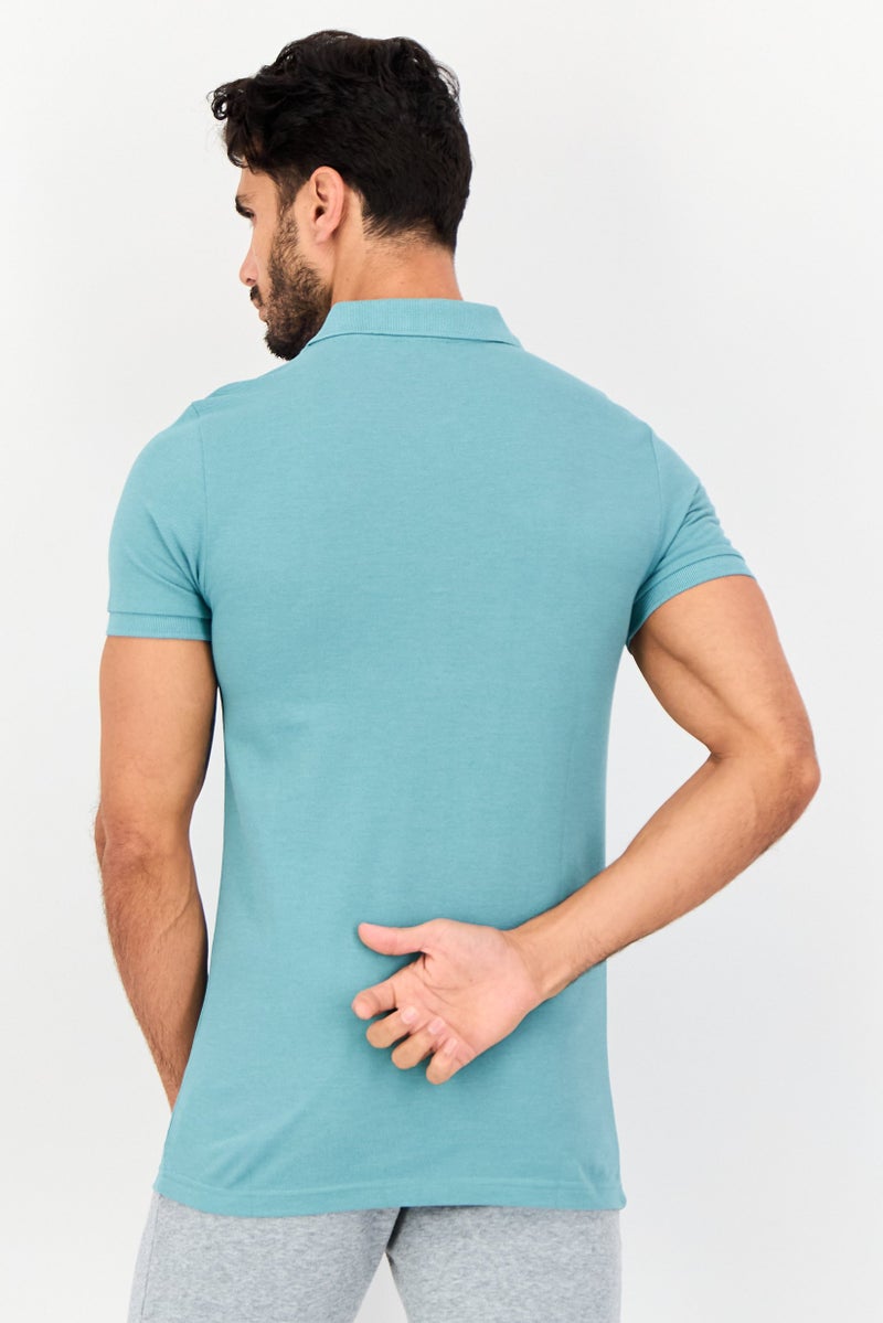 PUMA تي شيرت بولو رياضي للرجال بأكمام قصيرة، أزرق معدني - Image 3