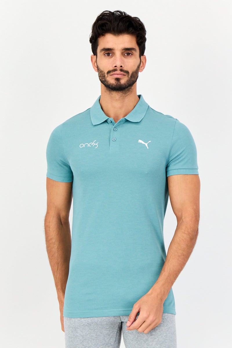 PUMA تي شيرت بولو رياضي للرجال بأكمام قصيرة، أزرق معدني - Image 1