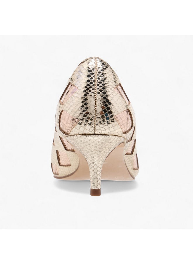 ELLE Women's Textured Pointed Toe Pumps with Kitten Heels  - Image 5