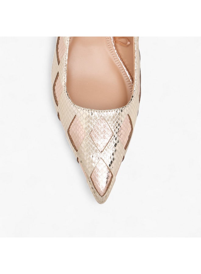ELLE Women's Textured Pointed Toe Pumps with Kitten Heels  - Image 4