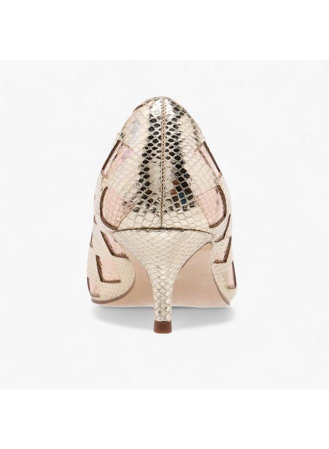 ELLE Women's Textured Pointed Toe Pumps with Kitten Heels - Image 5