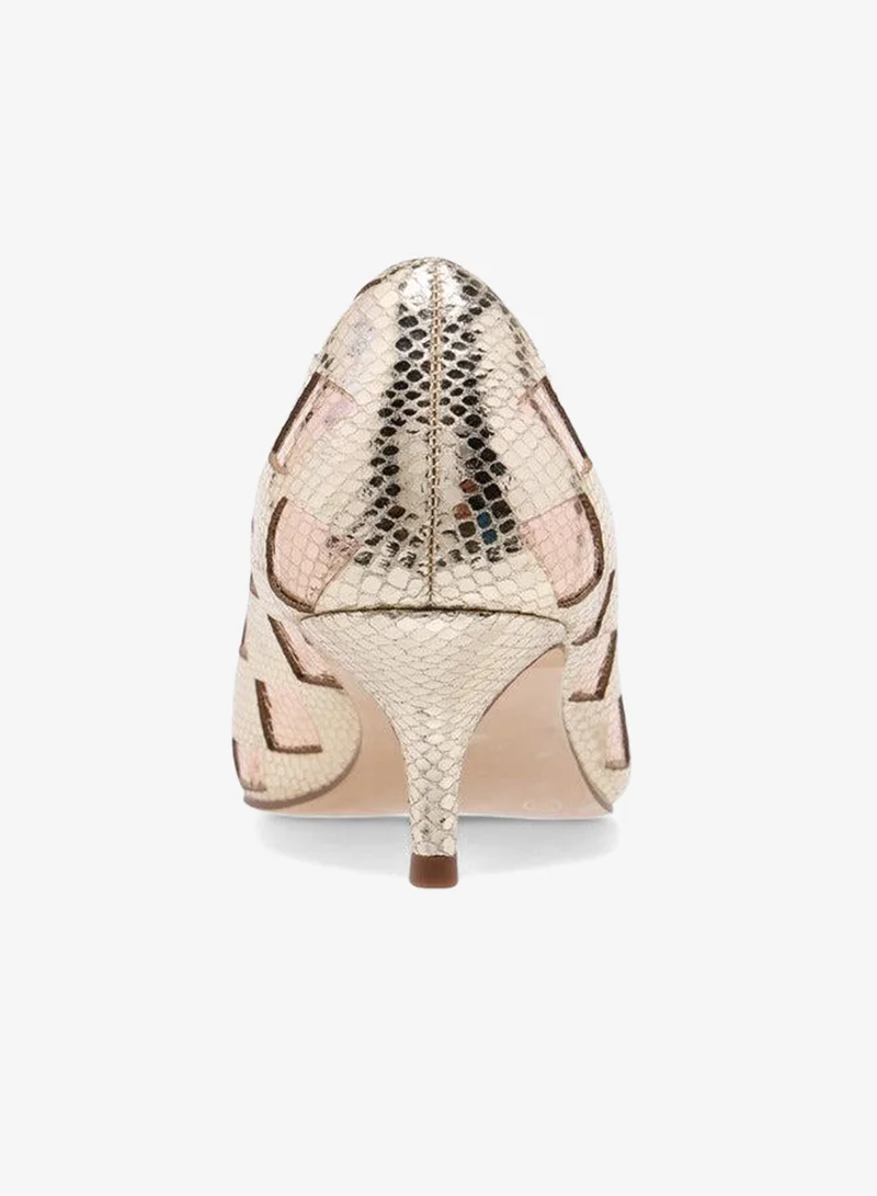 ELLE Women's Textured Pointed Toe Pumps with Kitten Heels