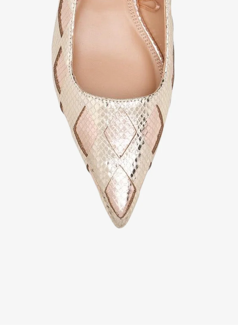 ELLE Women's Textured Pointed Toe Pumps with Kitten Heels