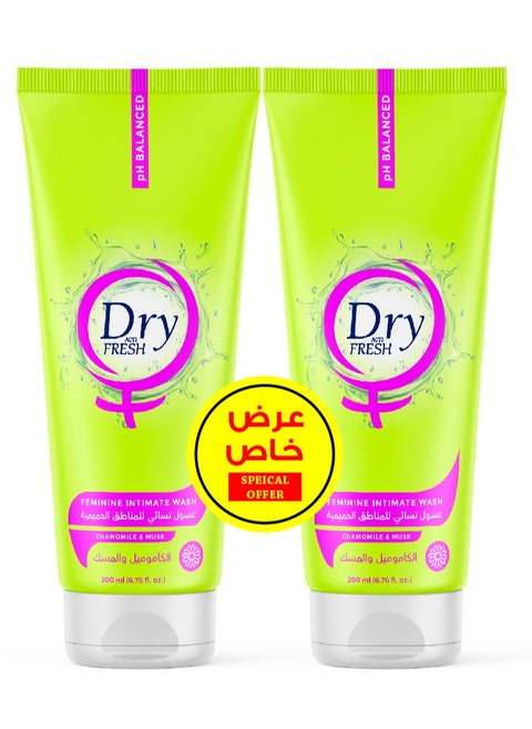 Dry Fresh Gel Feminine Intimate Wash - Chamomile and Musk - 200 ml, 2 packs, special offer