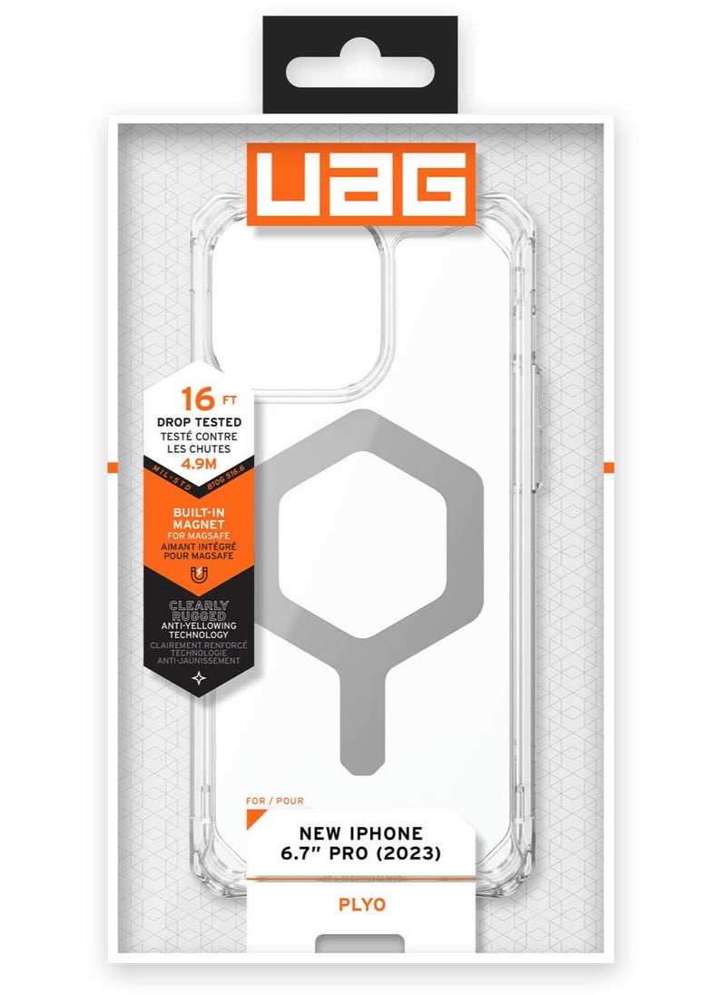 Urban Armor Gear - UAG Plyo MagSafe for iPhone 15 Pro Max Case Cover [16 Feet Drop Tested] - Ice / Silver - Image 1