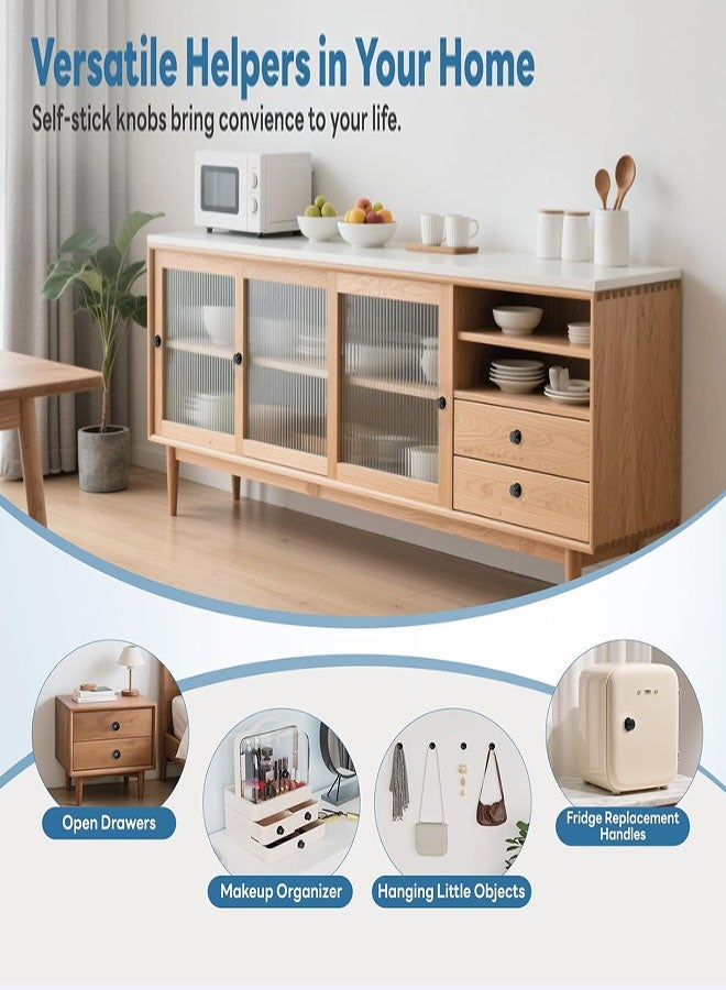 8 Pack Self-Adhesive Cabinet Knobs, No-Drill Self-Stick Drawer Knobs for Dressers, Kitchen, Glass Cabinets, Closets - Strong Adhesive Round Stainless Steel Stick on Handles ( Gold, Black) - Image 5