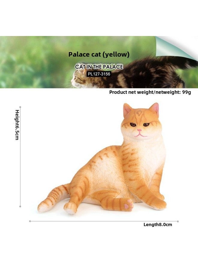 Children's Cognitive Simulation Solid Cat Animal Model Pet Cat Short Hair Cat Persian Cat Orange Cat Toy Ornaments-Color:PL127-3156 Palace Cat  - Image 1