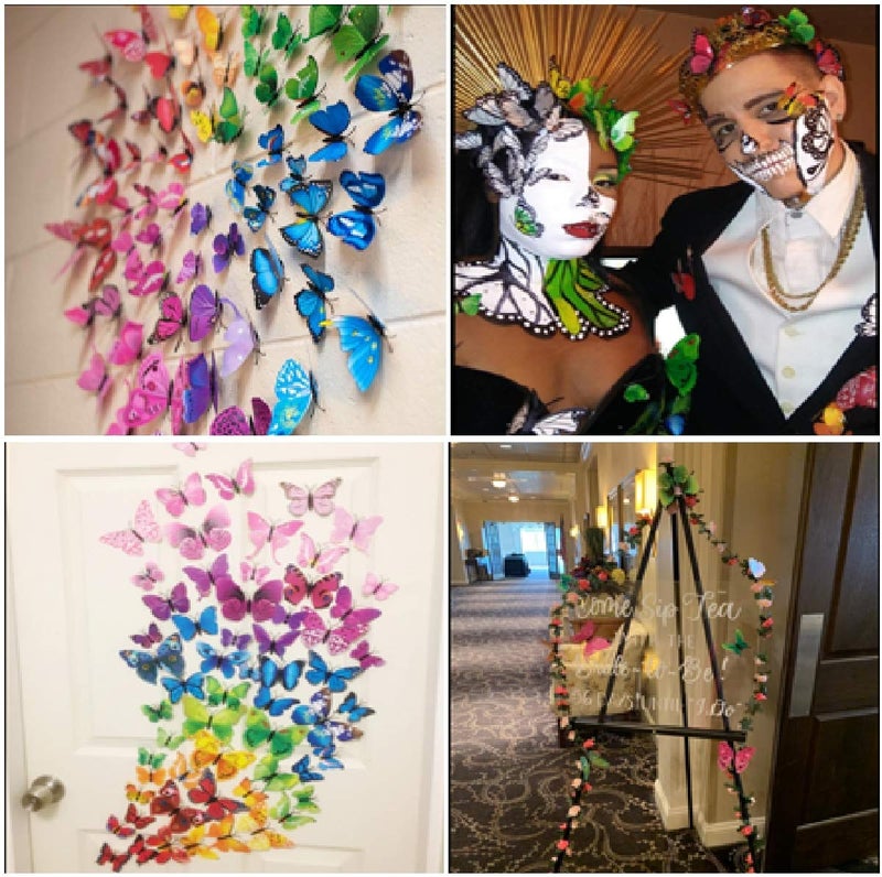 SmartWallStation 84 x PCS 3D Colorful Butterfly Wall Stickers DIY Art Decor Crafts for Party Cosplay Wedding Offices Bedroom Room Glue Sticker Set - Image 4