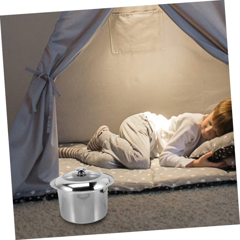 Stainless Steel Bed Pan with Lid 28 5x28 5cm Portable Urinal for Children Seniors Home Travel - Image 3