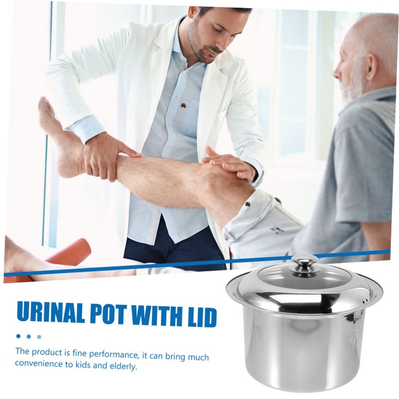Stainless Steel Bed Pan with Lid 28 5x28 5cm Portable Urinal for Children Seniors Home Travel - Image 4