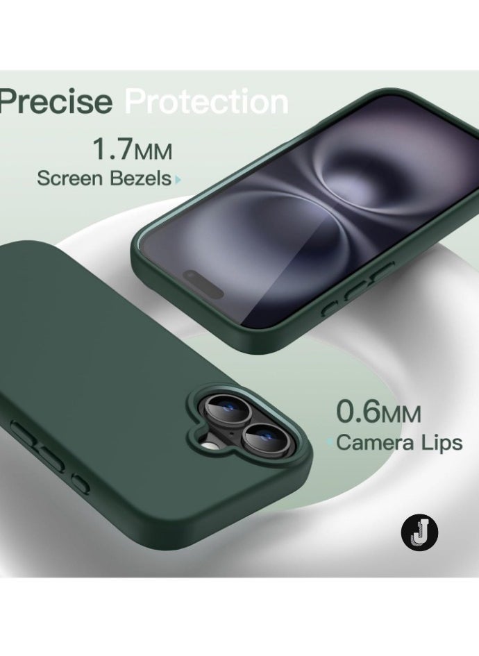 JAJEEK "Liquid Silicone Case for iPhone 16 (6.1-Inch) – Soft Touch, Anti-Scratch, Shockproof Cover with Microfiber Lining (Midnight Green)" - Image 5