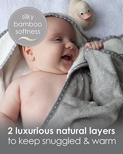 Cuddledry Hands Free Baby Bath Towel | Luxuriously Soft Cotton & Viscose Derived from Bamboo Hooded Baby Towel | Apron Towel for Safe Babies Bathtime | Perfect Newborn Gift | Gray - Image 3