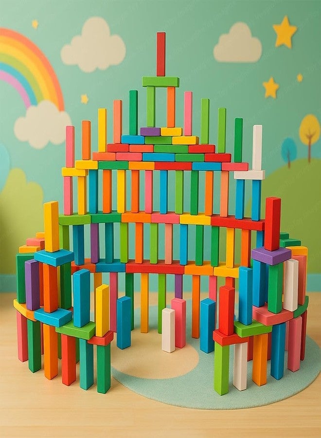 ECLET 120 pcs Colorful Wooden Building Blocks for Kids - Educational Domino Set for Boys & Girls - Indoor Fun Games & Party Activities - Toys for Ages 3 to 12 Years - Image 2