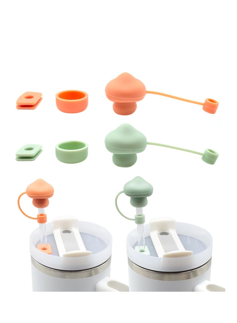 SYOSI مجموعة سدادة الانسكاب المصنوعة من السيليكون لأكواب ستانلي 1.0/H2.0 30/40 أونصة، 6 قطع من ملحقات أكواب ستانلي القابلة لإعادة الاستخدام المقاومة للتسرب، 2 غطاء غطاء من القش على شكل فطر، 2 سدادة انسكاب مربعة، 2 سدادة انسكاب مستديرة - Image 1