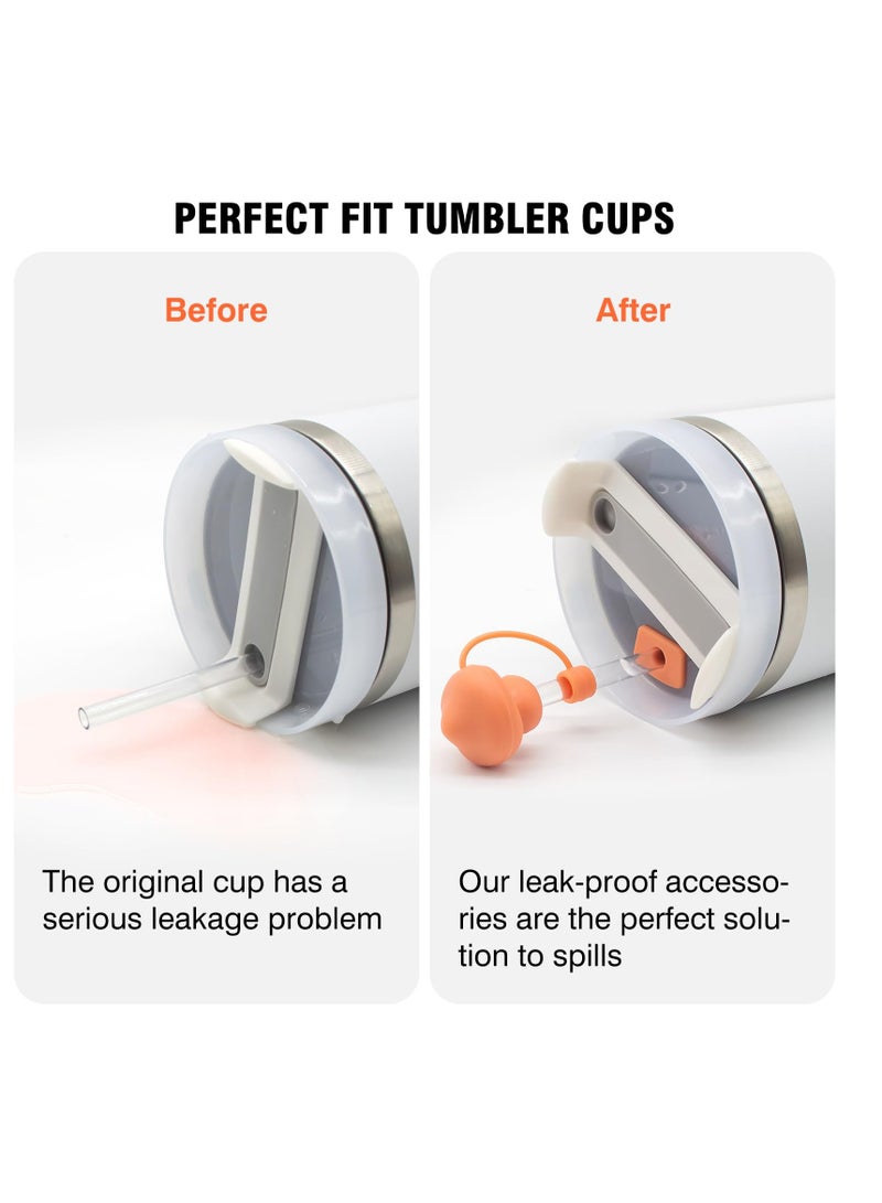 SYOSI مجموعة سدادة الانسكاب المصنوعة من السيليكون لأكواب ستانلي 1.0/H2.0 30/40 أونصة، 6 قطع من ملحقات أكواب ستانلي القابلة لإعادة الاستخدام المقاومة للتسرب، 2 غطاء غطاء من القش على شكل فطر، 2 سدادة انسكاب مربعة، 2 سدادة انسكاب مستديرة - Image 2