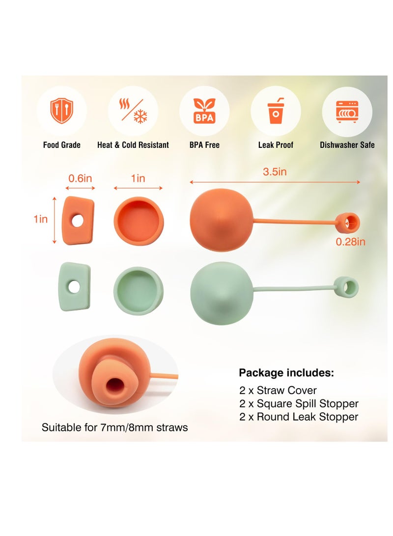 SYOSI مجموعة سدادة الانسكاب المصنوعة من السيليكون لأكواب ستانلي 1.0/H2.0 30/40 أونصة، 6 قطع من ملحقات أكواب ستانلي القابلة لإعادة الاستخدام المقاومة للتسرب، 2 غطاء غطاء من القش على شكل فطر، 2 سدادة انسكاب مربعة، 2 سدادة انسكاب مستديرة - Image 3