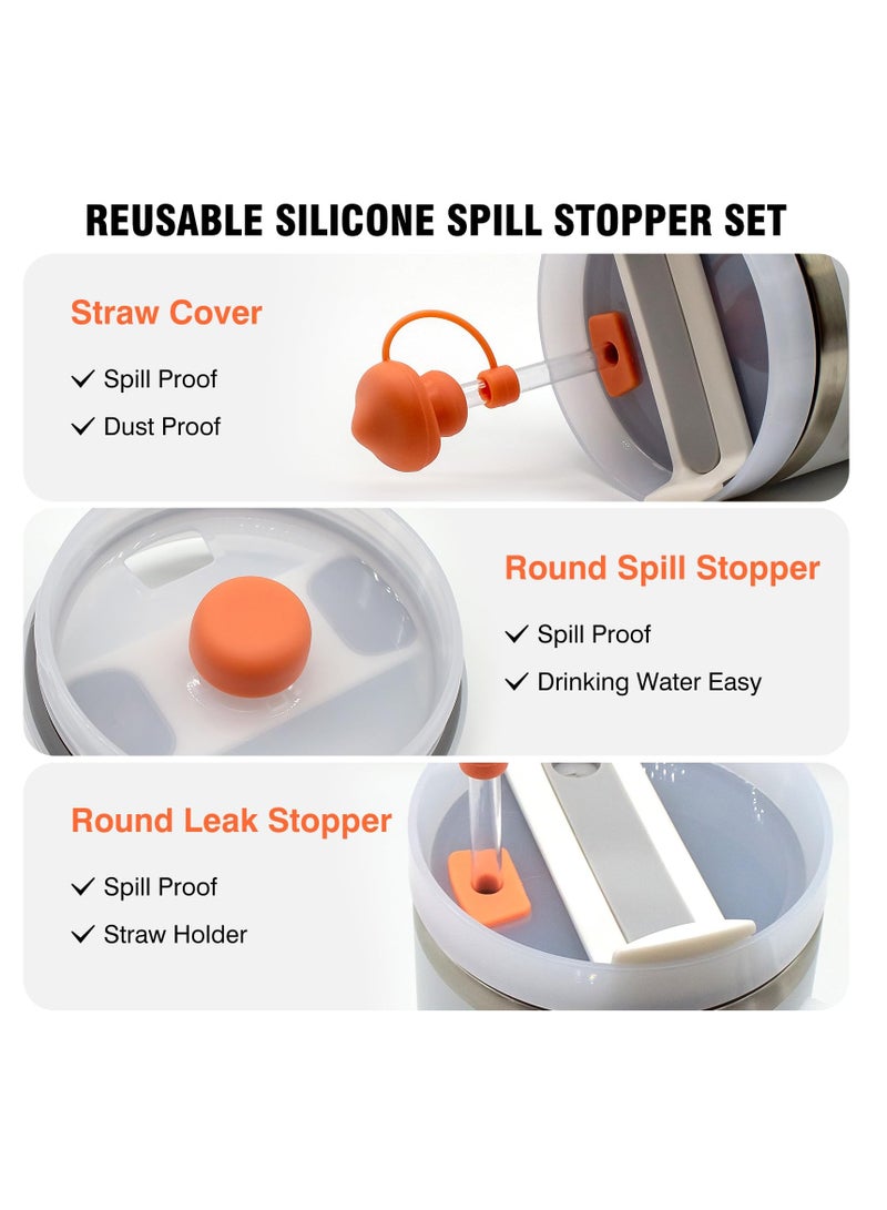 SYOSI مجموعة سدادة الانسكاب المصنوعة من السيليكون لأكواب ستانلي 1.0/H2.0 30/40 أونصة، 6 قطع من ملحقات أكواب ستانلي القابلة لإعادة الاستخدام المقاومة للتسرب، 2 غطاء غطاء من القش على شكل فطر، 2 سدادة انسكاب مربعة، 2 سدادة انسكاب مستديرة - Image 4