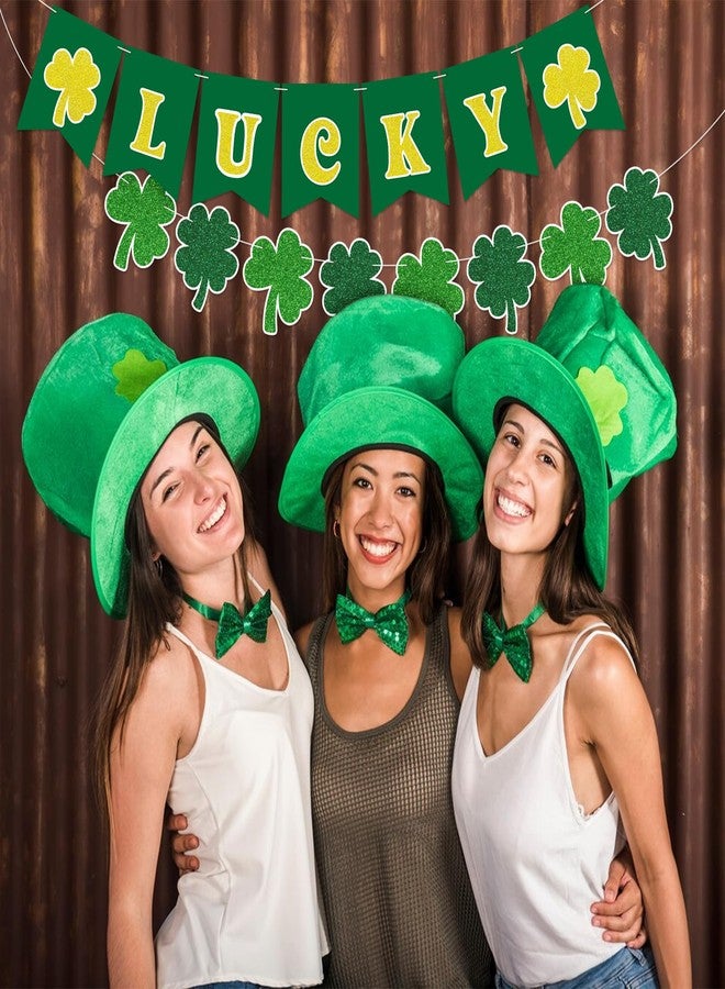 Atiloy St Patricks Day Banner Garlands St Patricks Day Decorations Lucky Banner Garland Decoration Green Shamrock Garland Sign for St Patricks Day Decorations Irish Home Party Supplies - Image 4