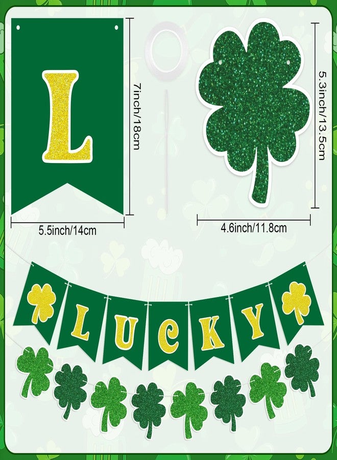 Atiloy St Patricks Day Banner Garlands St Patricks Day Decorations Lucky Banner Garland Decoration Green Shamrock Garland Sign for St Patricks Day Decorations Irish Home Party Supplies - Image 3