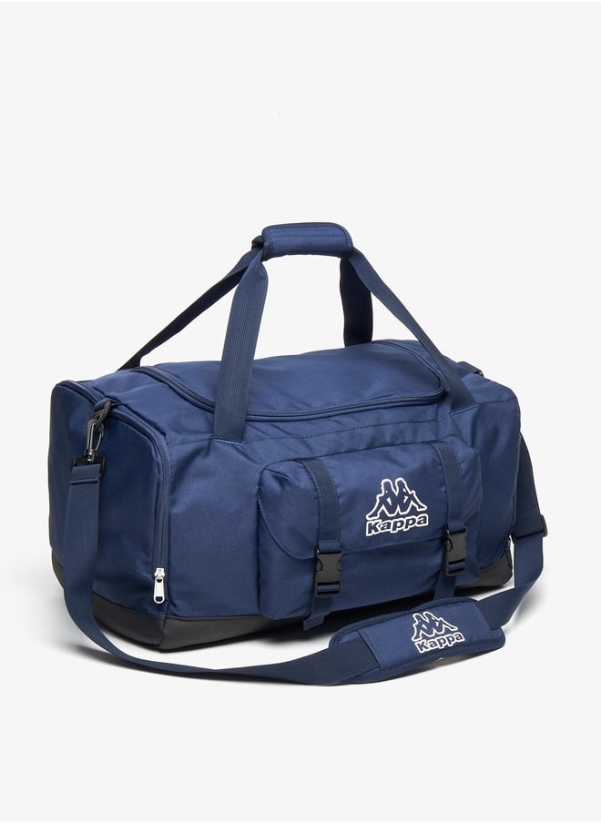 Kappa Men Logo Embroidered Duffel Bag with Double Handle and Zip Closure  - Image 2