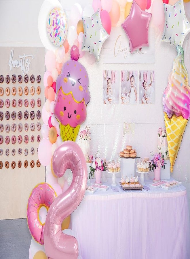 Dokuna Pink Ice Cream Donut Balloons, Number 2 Balloon, Two Sweet Birthday Party Decoations - Image 4