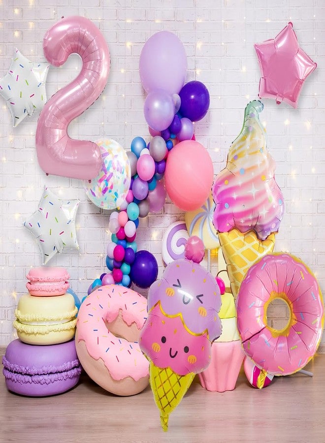 Dokuna Pink Ice Cream Donut Balloons, Number 2 Balloon, Two Sweet Birthday Party Decoations - Image 3
