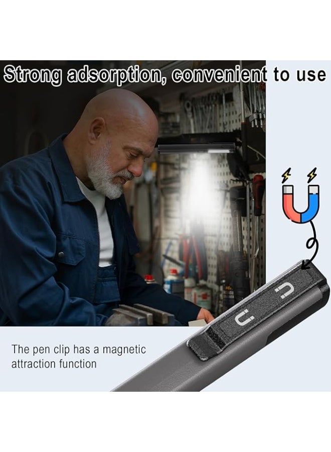 Work light, USB LED rechargeable flashlight, 6-mode mini pen-style flashlight, battery powered, long battery life, COB check flashlight, with magnet and battery indicator light, suitable for car repair, camping. - Image 1