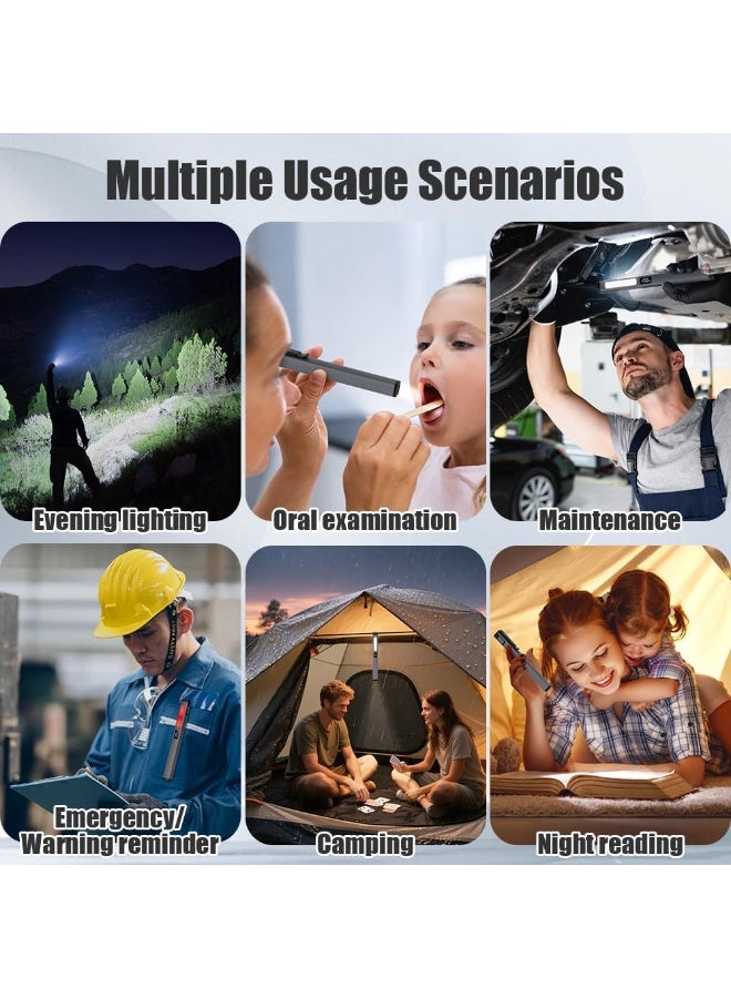 Work light, USB LED rechargeable flashlight, 6-mode mini pen-style flashlight, battery powered, long battery life, COB check flashlight, with magnet and battery indicator light, suitable for car repair, camping. - Image 5