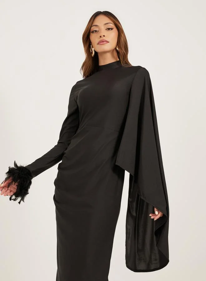 Styli One-Sleeve Midi Dress
