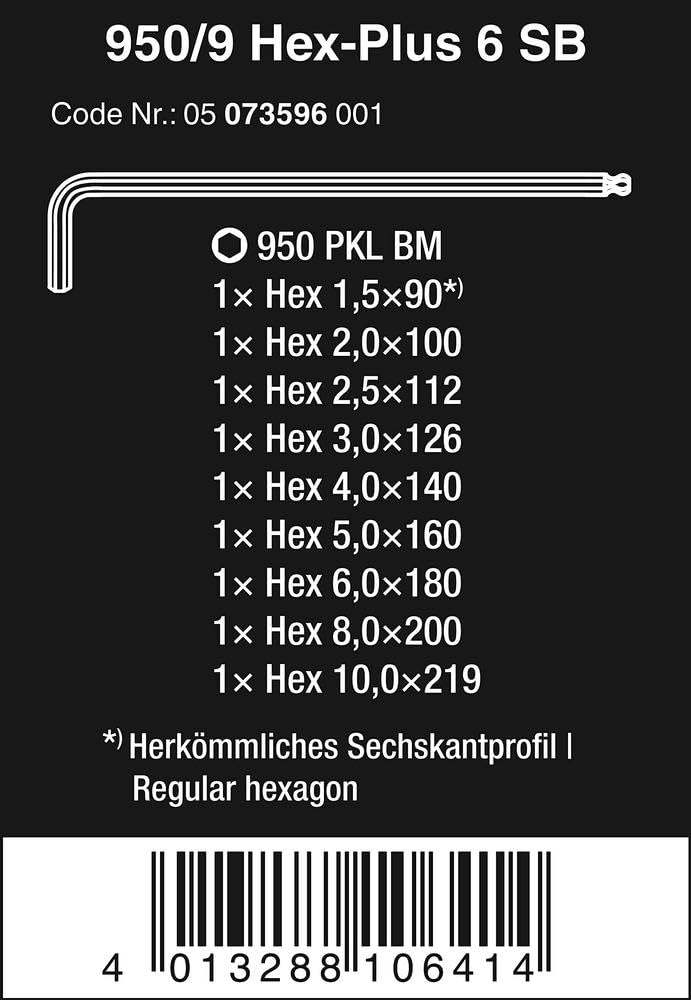 Wera Wera 9509 Hex Plus Set Metric BlackLaser Size15 2 25 3 4 5 6 8 10mm  - Image 2