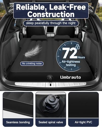 Umbrauto Custom Fit Air Mattress for Tesla Model Y/Juniper, 2026 Upgraded Inflatable Camping Bed for Back Trunk, Soft Flocking Surface+Reinforced Bottom Sleeping Pad w/Pump for Outdoor Travel - Image 3