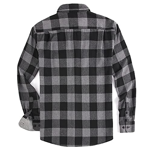 Alex Vando Mens Button Down Shirts Regular Fit Long Sleeve Casual Plaid Flannel Shirt.Grey/Black,XXL - Image 2
