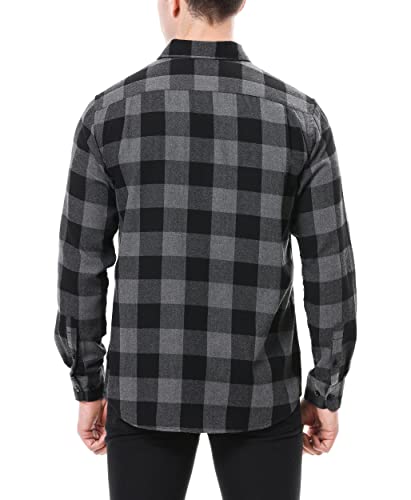 Alex Vando Mens Button Down Shirts Regular Fit Long Sleeve Casual Plaid Flannel Shirt.Grey/Black,XXL - Image 5
